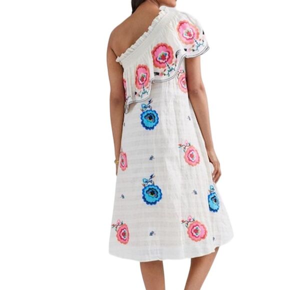 Anthropologie x Tracy Reese Plenty Floral One-Shoulder Midi Dress Size S - Picture 2 of 6